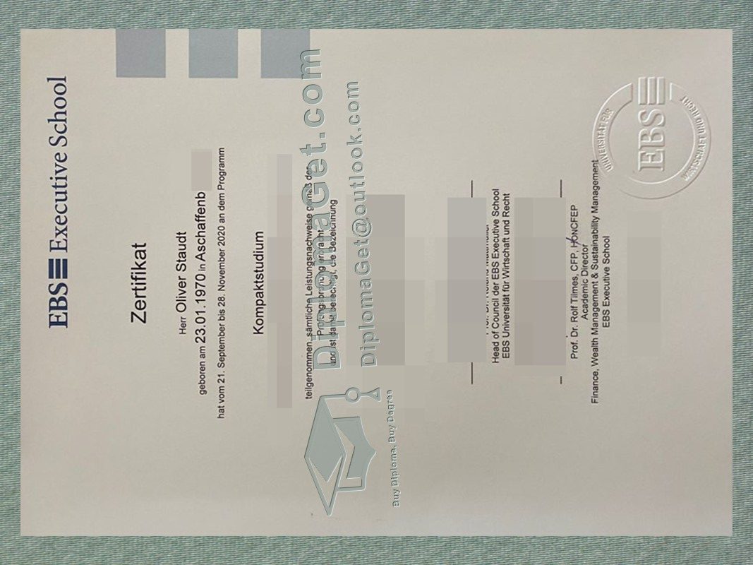 EBS经济与法律大学证书, EBS Universität für Wirtschaft und Recht Urkunde