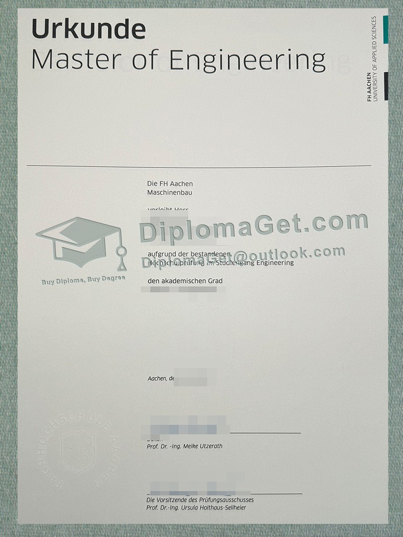 亚琛应用科技大学证书, FH Aachen Urkunde 亚琛应用科技大学证书, FH Aachen Urkunde