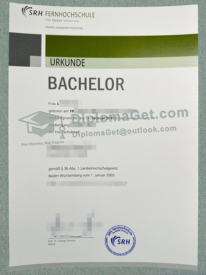 SRH远程教育大学成绩单, SRH Fernhochschule Zeugnis SRH远程教育大学成绩单, SRH Fernhochschule Zeugnis