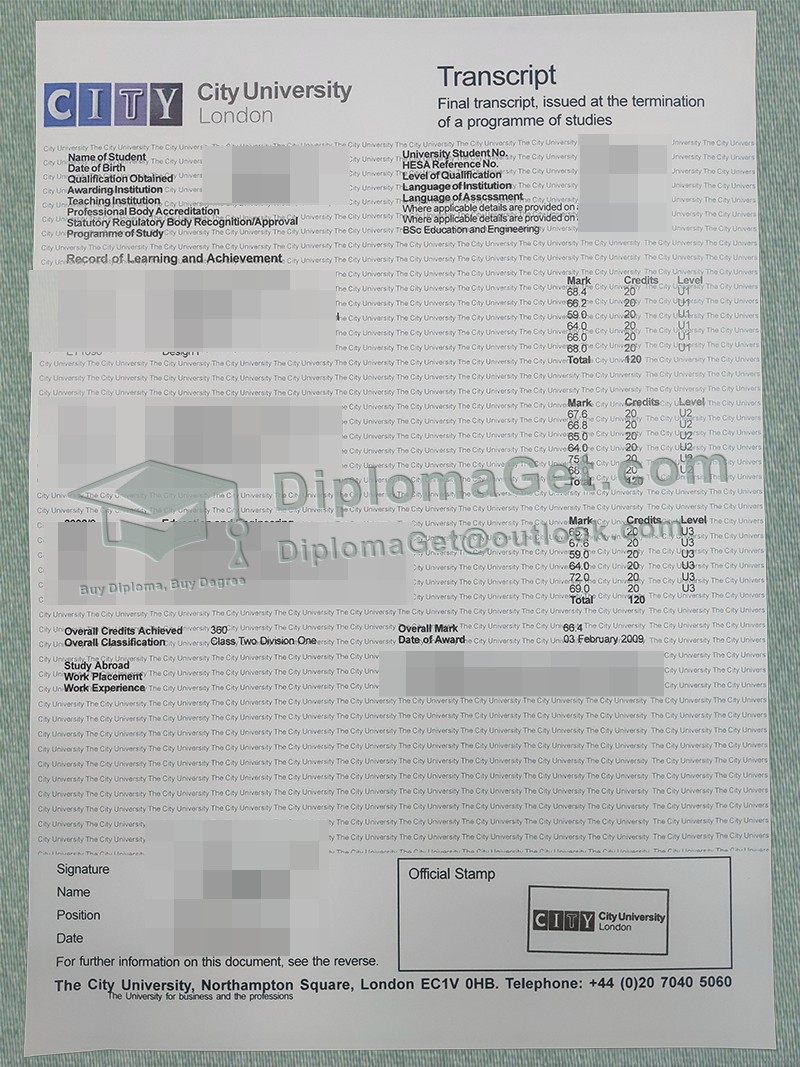 伦敦大学城成绩单, City University London Transcirpt 伦敦大学城成绩单, City University London Transcirpt