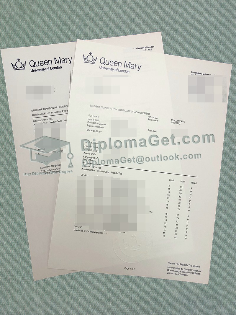 伦敦玛丽女王大学成绩单, Queen Mary University of London Transcript 伦敦玛丽女王大学成绩单, Queen Mary University of London Transcript