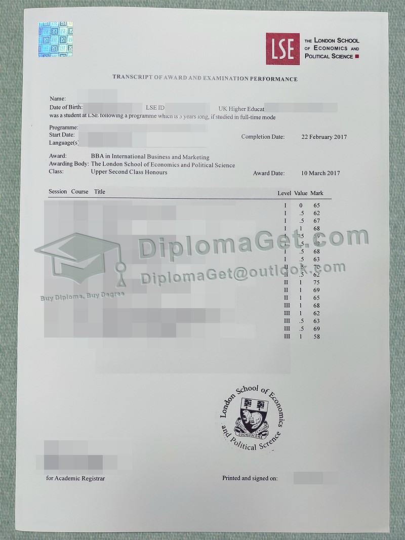伦敦经济学院成绩单, LSE Transcript 伦敦经济学院成绩单, LSE Transcript