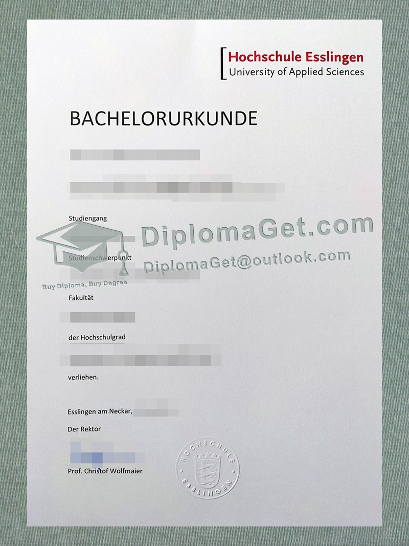 埃斯林根应用科学大学证书, Hochschule Esslingen urkunde 埃斯林根应用科学大学证书, Hochschule Esslingen urkunde