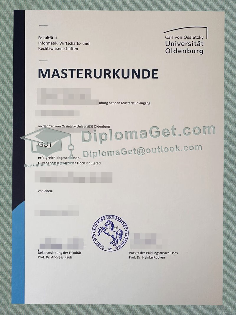 奥尔登堡大学证书, University of Oldenburg Urkunde 奥尔登堡大学证书, University of Oldenburg Urkunde