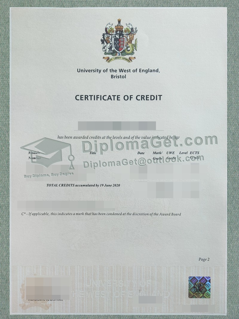 西英格兰大学布里斯托分校成绩单, UWE Bristol Transcript 西英格兰大学布里斯托分校成绩单, UWE Bristol Transcript