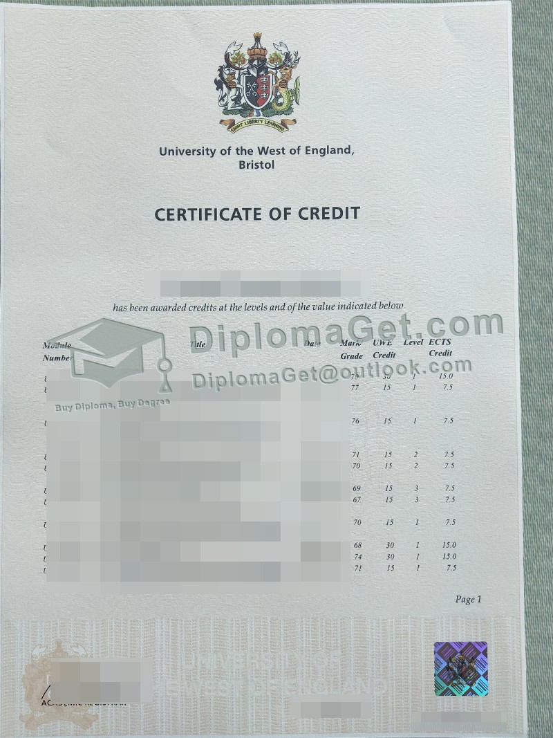 西英格兰大学布里斯托分校成绩单, University of the West of England Bristol Transcript 西英格兰大学布里斯托分校成绩单, University of the West of England Bristol Transcript