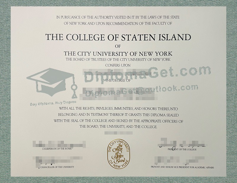 斯塔滕岛学院文凭, College of Staten Island Diploma 斯塔滕岛学院文凭, College of Staten Island Diploma