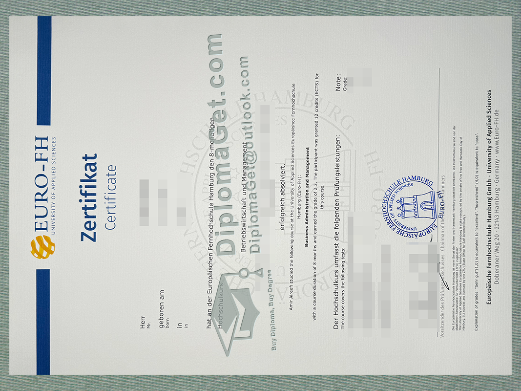 欧洲应用科技大学证书, Euro-FH Zertifikat