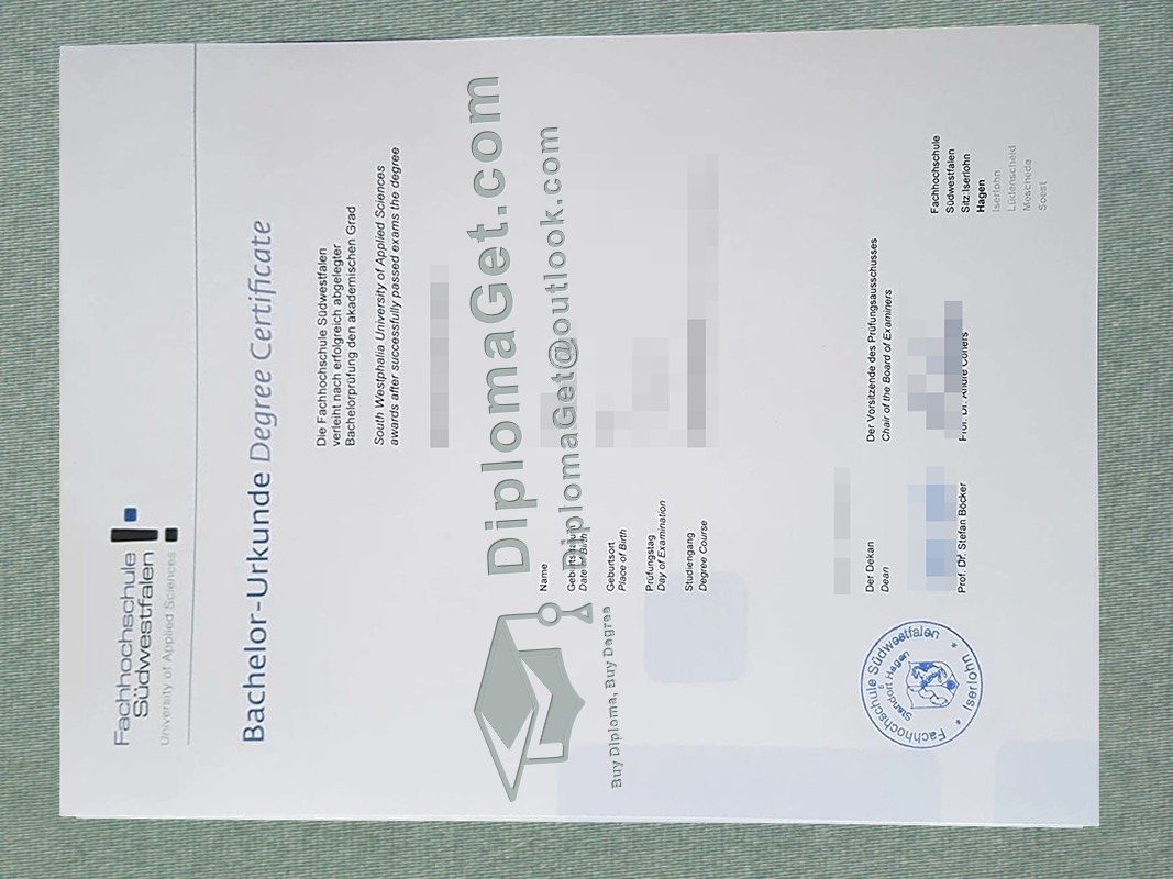 西南威斯特法伦应用科技大学证书, Fachhochschule Südwestfalen Urkunde