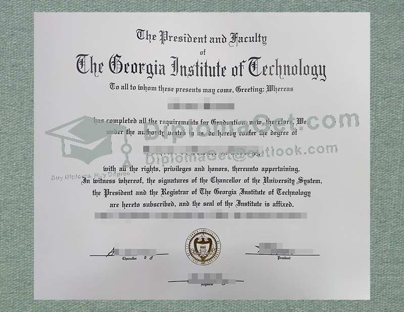 佐治亚理工学院文凭, Georgia Institute University Diploma 佐治亚理工学院文凭, Georgia Institute University Diploma