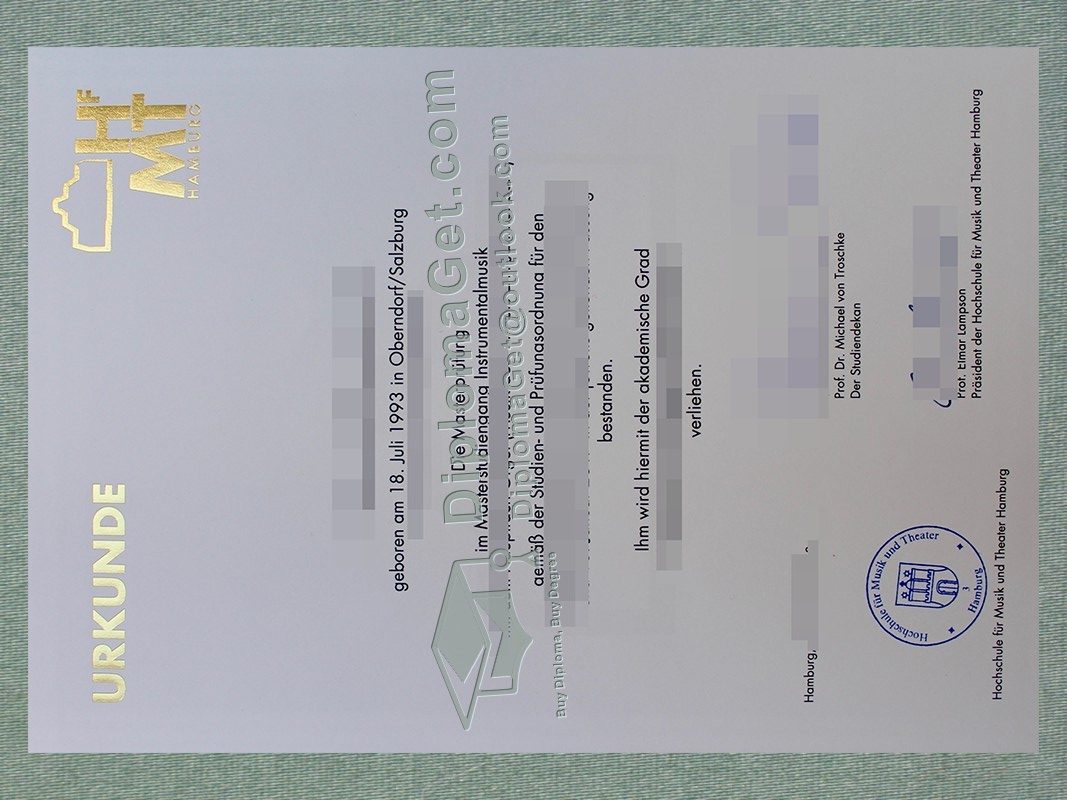 汉堡音乐与戏剧大学证书, HfMT Hamburg Urkunde