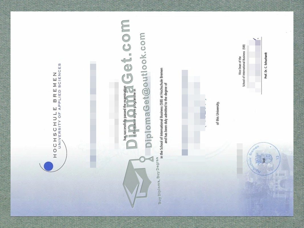 不来梅应用科技大学证书, Hochschule Bremen Urkunde