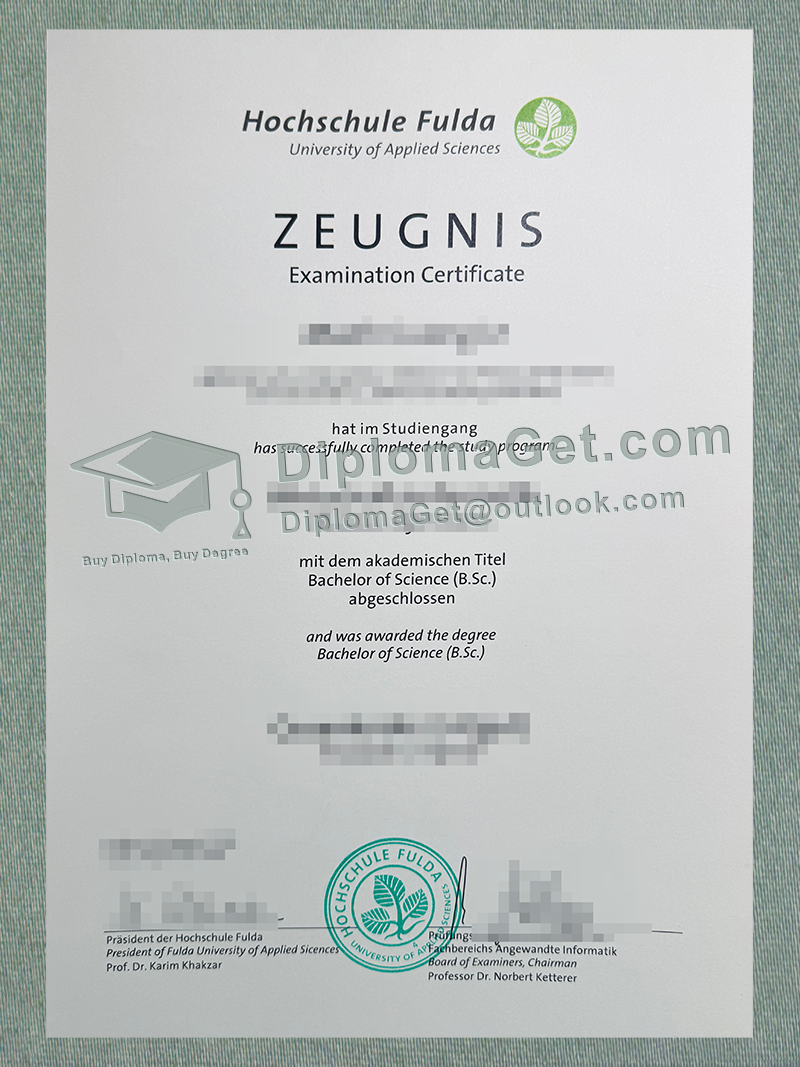 富尔达应用科技大学成绩单, Hochschule Fulda Zeugnis 富尔达应用科技大学成绩单, Hochschule Fulda Zeugnis