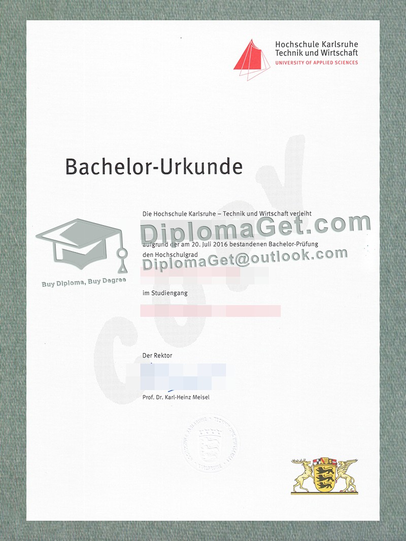 卡尔斯鲁厄应用科技大学证书, Hochschule Karlsruhe Urkunde 卡尔斯鲁厄应用科技大学证书, Hochschule Karlsruhe Urkunde