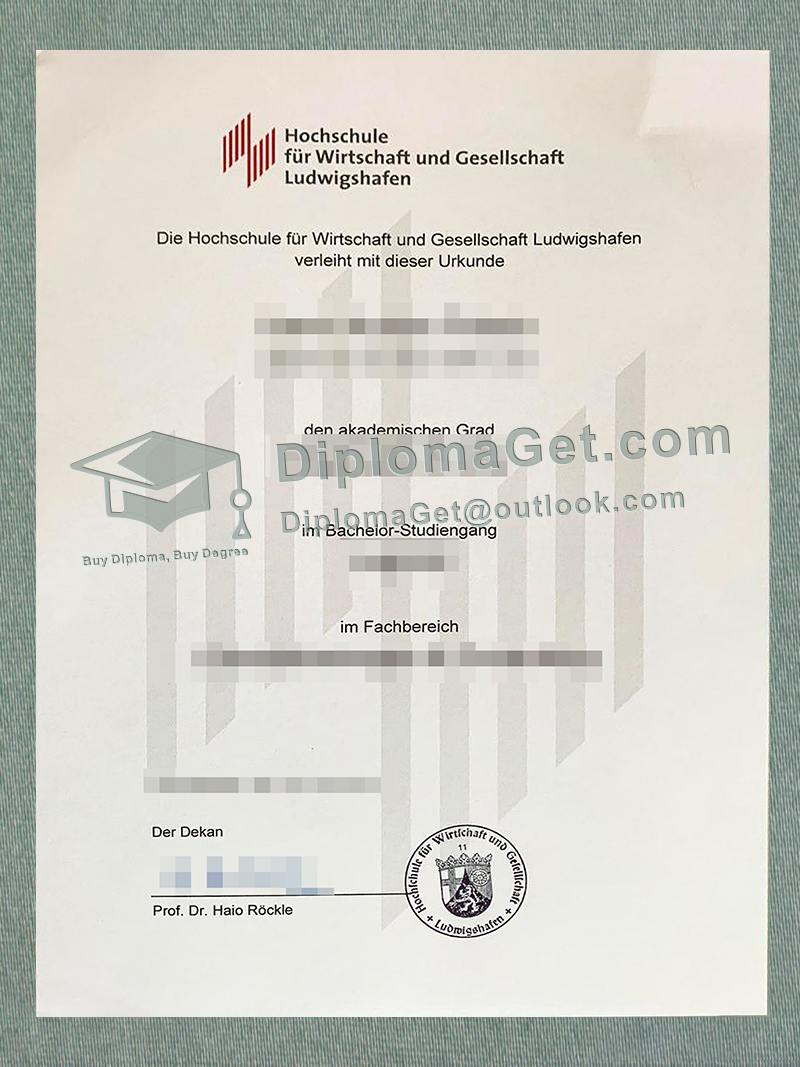 路德维希港应用科技大学证书, Hochschule Ludwigshafen Urkunde 路德维希港应用科技大学证书, Hochschule Ludwigshafen Urkunde