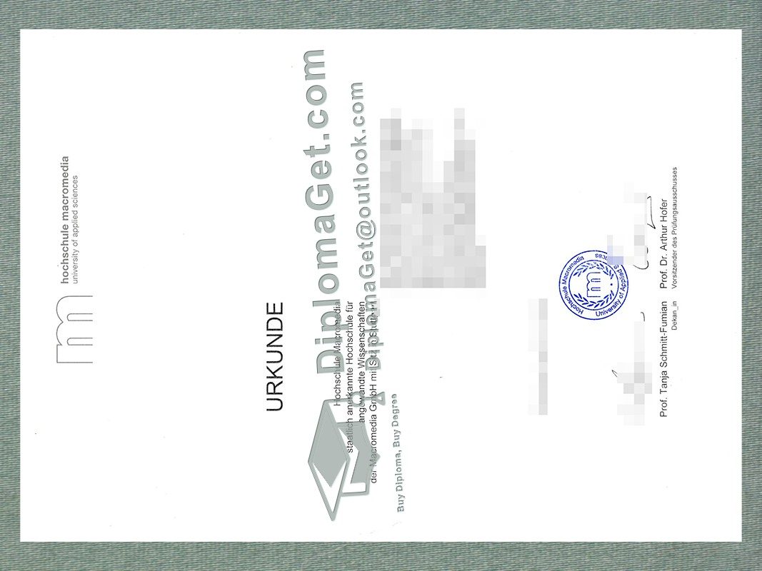 马科罗梅迪亚应用科技大学证书, Hochschule Macromedia Urkunde