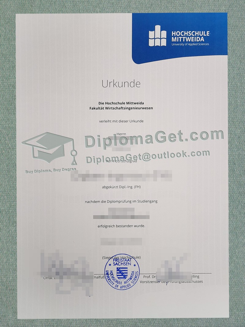 米特韦达应用科技大学证书, Hochschule Mittweida Urkunde