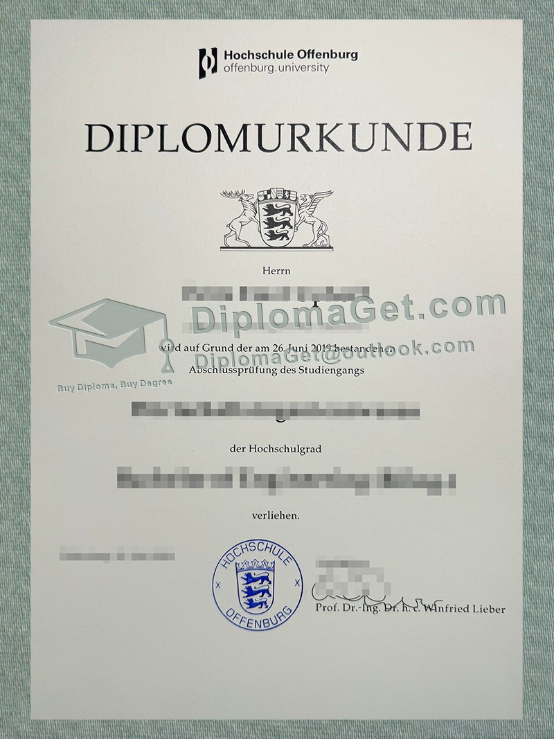 奥芬堡应用科学大学证书, Hochschule Offenburg Urkunde 奥芬堡应用科学大学证书, Hochschule Offenburg Urkunde