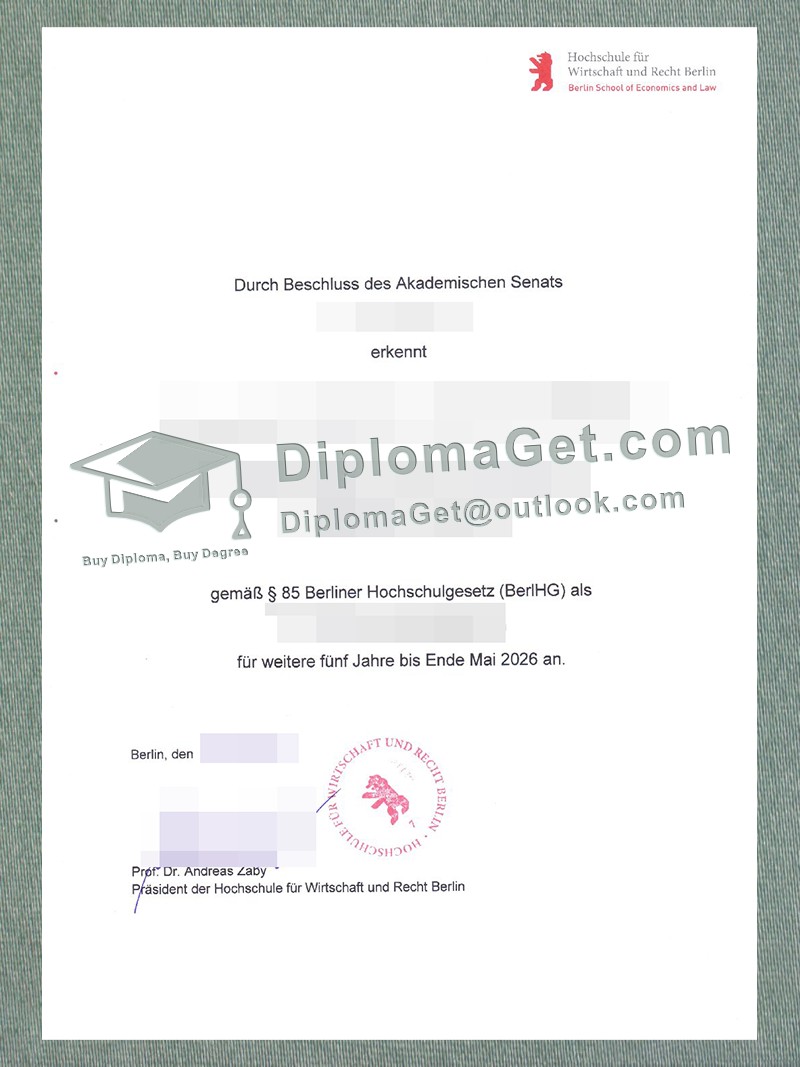 柏林经济与法律学院证书, Hochschule für Wirtschaft und Recht Berlin Urkunde 柏林经济与法律学院证书, Hochschule für Wirtschaft und Recht Berlin Urkunde