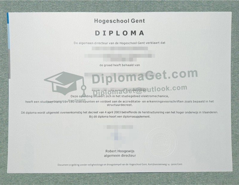 根特应用科技大学文凭, Hogeschool Gent Diploma