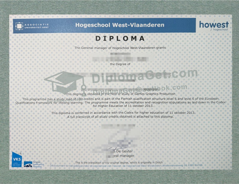 西弗兰德斯应用科技大学文凭, Hogeschool West-Vlaanderen Diploma 西弗兰德斯应用科技大学文凭, Hogeschool West-Vlaanderen Diploma