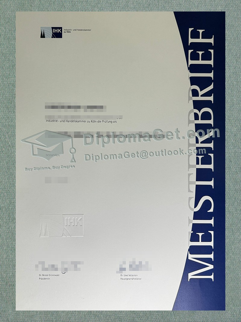 科隆工商会证书, Industrie- und Handelskammer zu Köln Certificate 科隆工商会证书, Industrie- und Handelskammer zu Köln Certificate