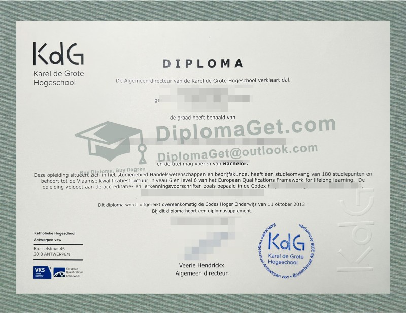 卡雷尔·德·格罗特应用科技大学文凭, Karel de Grote Hogeschool Diploma 卡雷尔·德·格罗特应用科技大学文凭, Karel de Grote Hogeschool Diploma