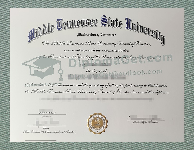 中田纳西州立大学文凭, Middle Tennessee State University Diploma 中田纳西州立大学文凭, Middle Tennessee State University Diploma