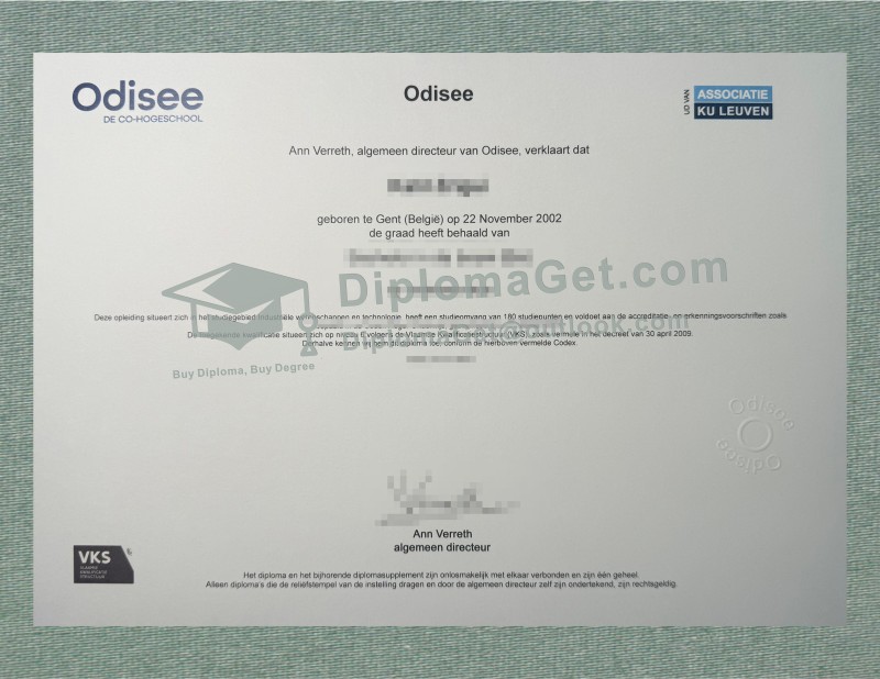 奥迪赛应用科学大学文凭, Odisee hogeschool Diploma 奥迪赛应用科学大学文凭, Odisee hogeschool Diploma