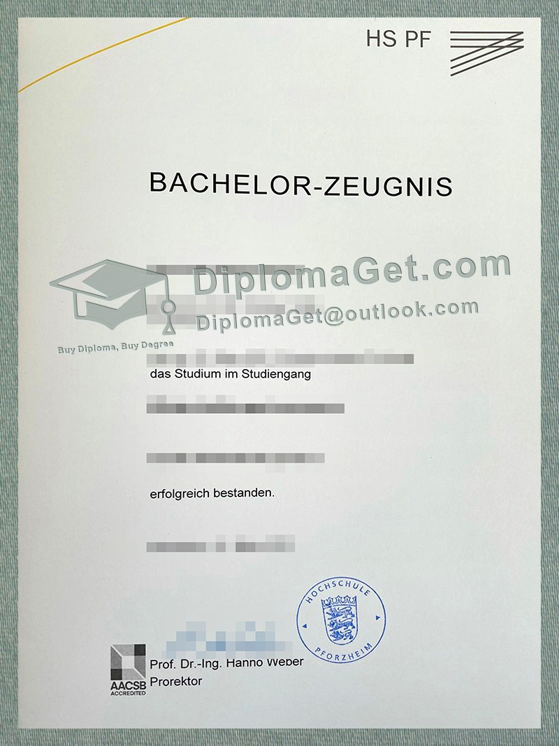 普福尔茨海姆应用科技大学证书, Pforzheim University Urkunde 普福尔茨海姆应用科技大学证书, Pforzheim University Urkunde