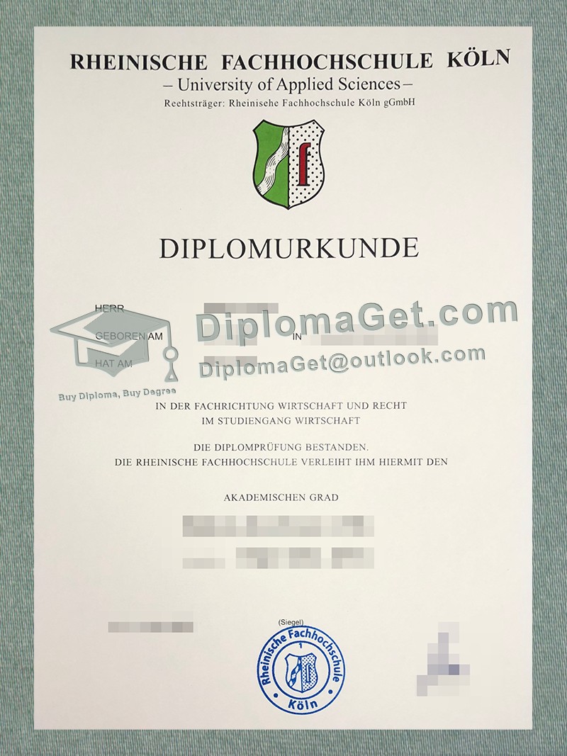 科隆应用科技大学证书, Rheinische Fachhochschule Köln Urkunde 科隆应用科技大学证书, Rheinische Fachhochschule Köln Urkunde