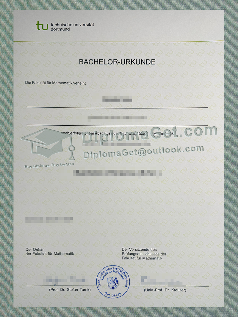 多特蒙德工业大学证书, Technical University of Dortmund Urkunde 多特蒙德工业大学证书, Technical University of Dortmund Urkunde