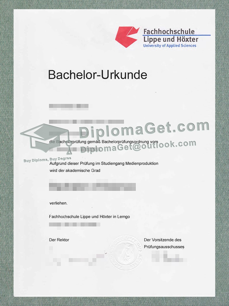 东威斯特法伦-利珀应用科技大学证书, Technische Hochschule Ostwestfalen-Lippe Urkunde 东威斯特法伦-利珀应用科技大学证书, Technische Hochschule Ostwestfalen-Lippe Urkunde