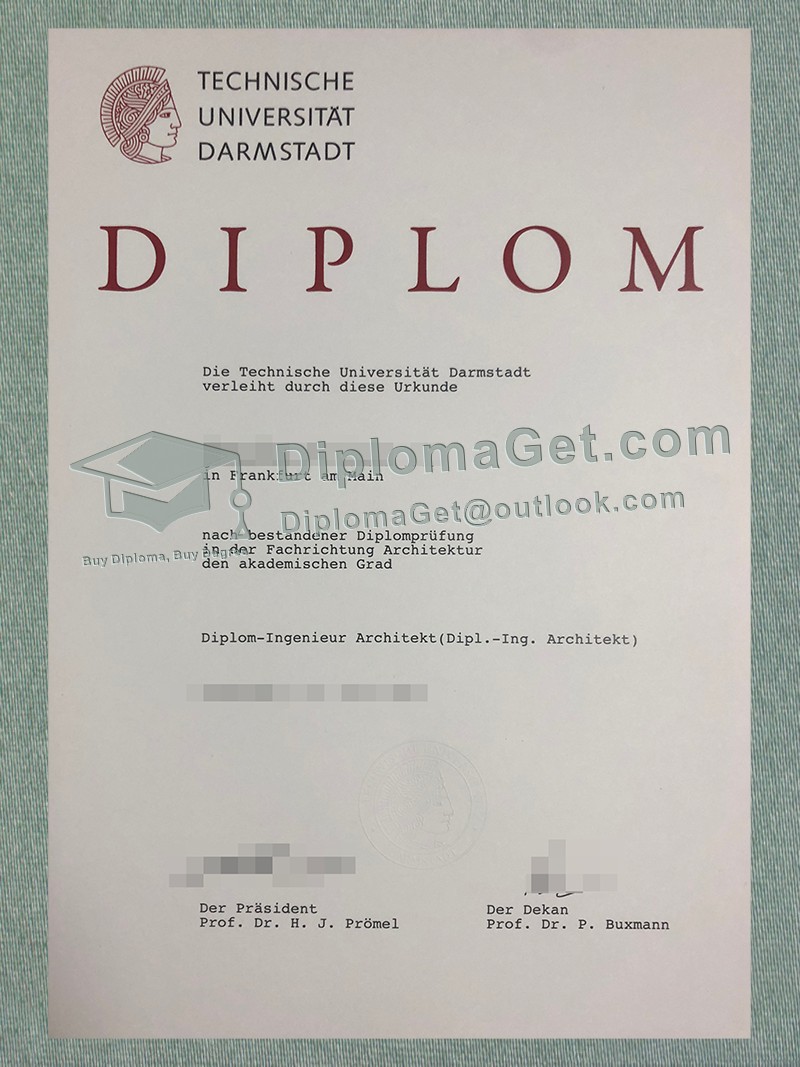 达姆施塔特工业大学文凭, Technische Universität Darmstadt Diplom 达姆施塔特工业大学文凭, Technische Universität Darmstadt Diplom