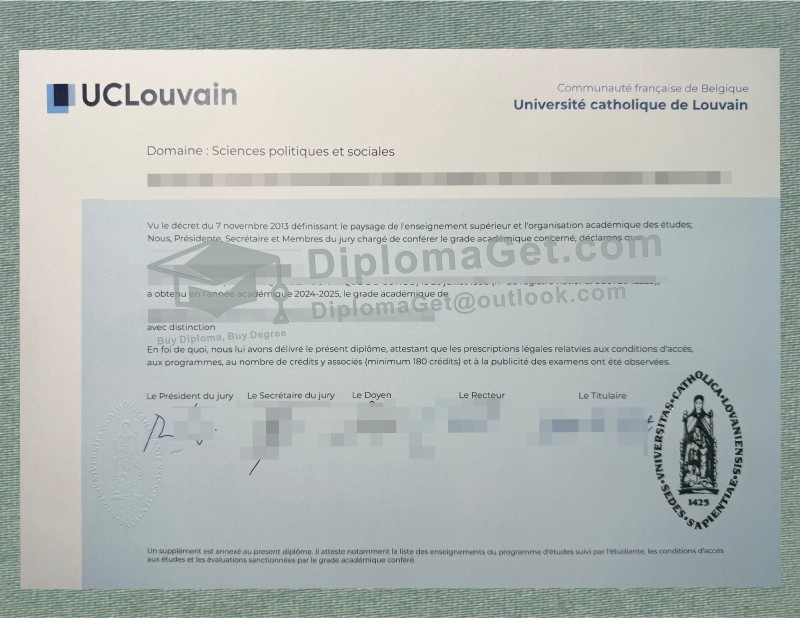 鲁汶天主教大学文凭, Université catholique de Louvain UCLouvain Diploma 鲁汶天主教大学文凭, Université catholique de Louvain UCLouvain Diploma