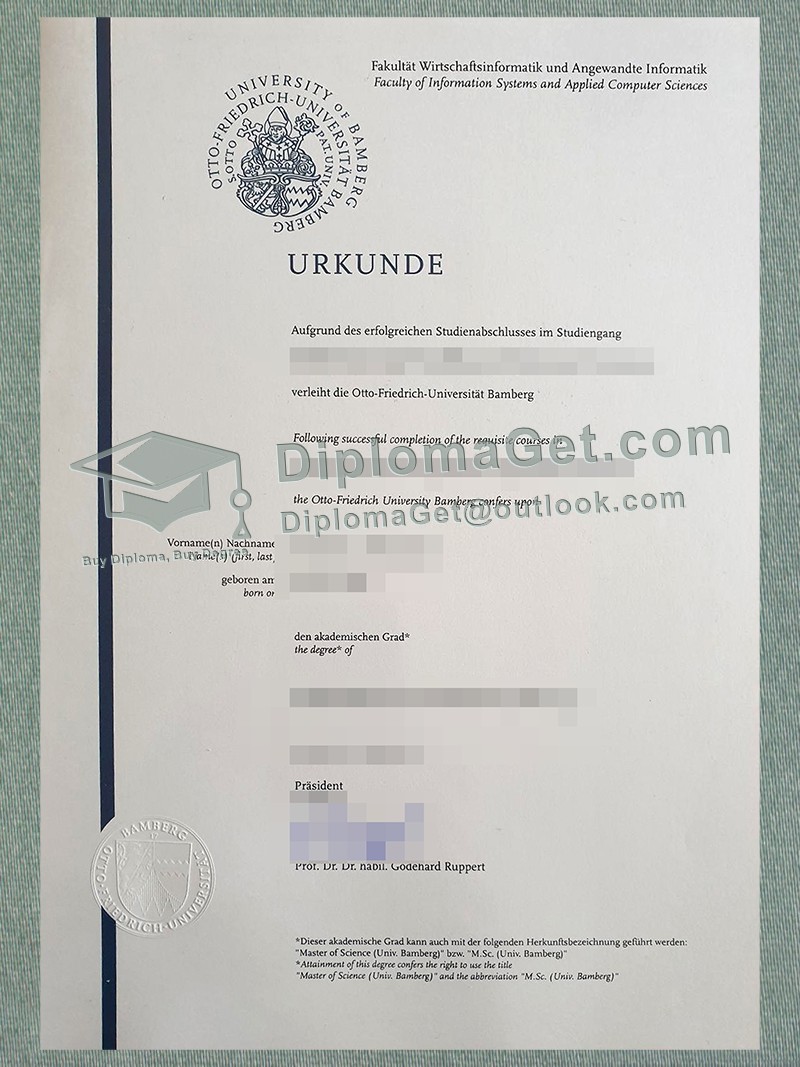 班贝格大学证书, University of Bamberg Urkunde 班贝格大学证书, University of Bamberg Urkunde