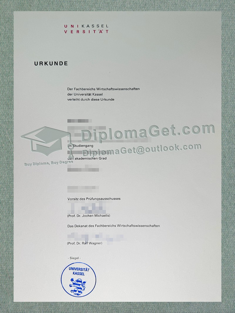 卡塞尔大学证书, University of Kassel Urkunde 卡塞尔大学证书, University of Kassel Urkunde