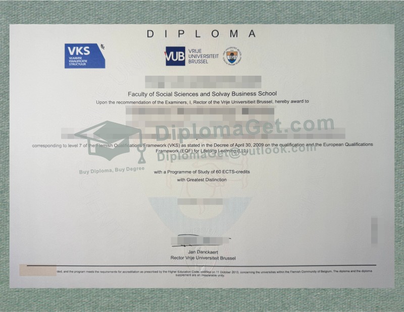 布鲁塞尔自由大学文凭, Vrije Universiteit Brussel Diploma