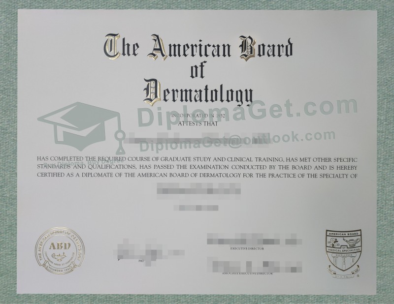 美国皮肤病学委员会证书, American Board of Dermatology Certificate 美国皮肤病学委员会证书, American Board of Dermatology Certificate