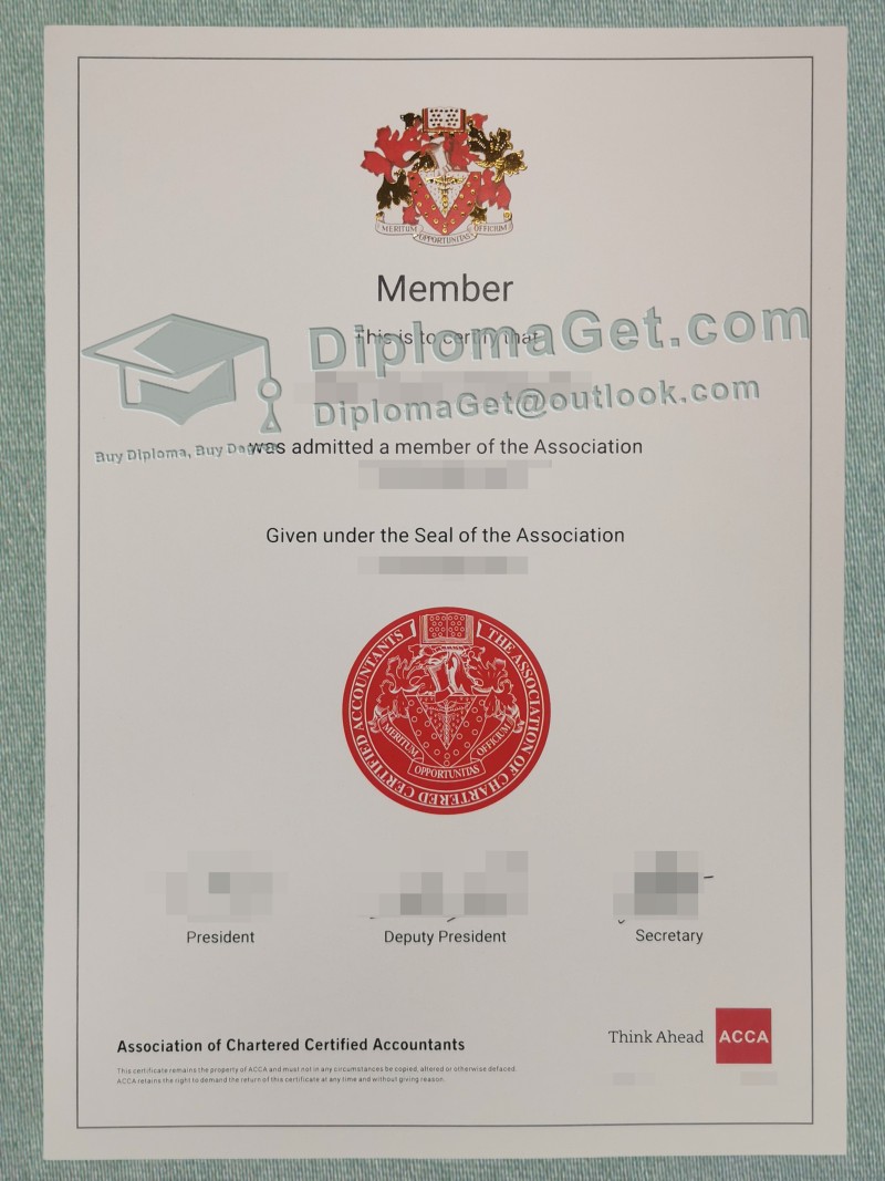 特许公认会计师公会证书, Association of Chartered Certified Accountants certificate 特许公认会计师公会证书, Association of Chartered Certified Accountants certificate