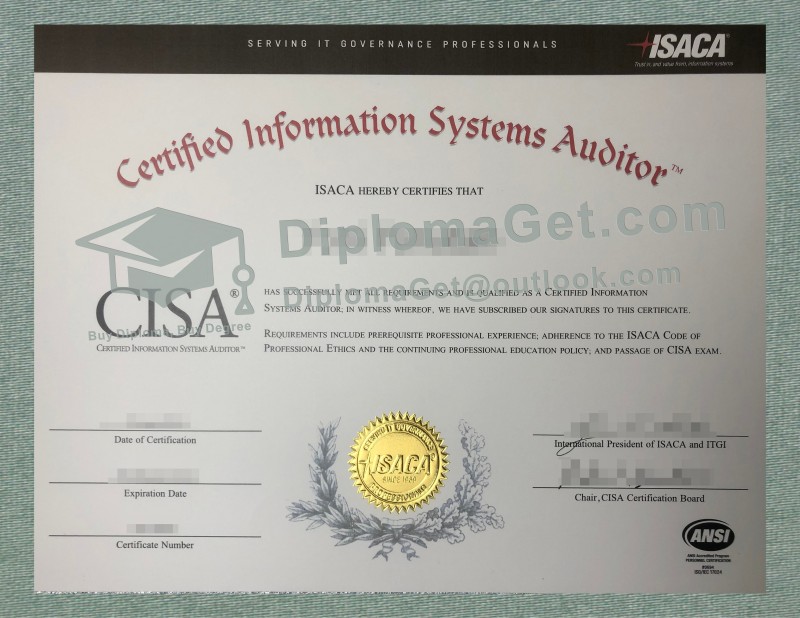 注册信息系统审计师证书, certified information systems auditor certificate 注册信息系统审计师证书, certified information systems auditor certificate
