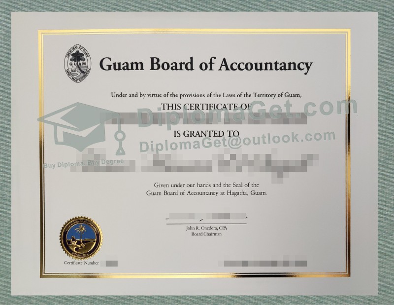 关岛会计委员会证书, Guam Board of Accountancy Certificate 关岛会计委员会证书, Guam Board of Accountancy Certificate