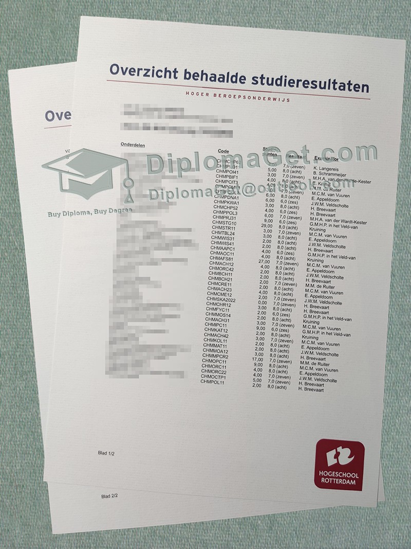鹿特丹应用科学大学成绩单, Hogeschool Rotterdam Transcript 鹿特丹应用科学大学成绩单, Hogeschool Rotterdam Transcript