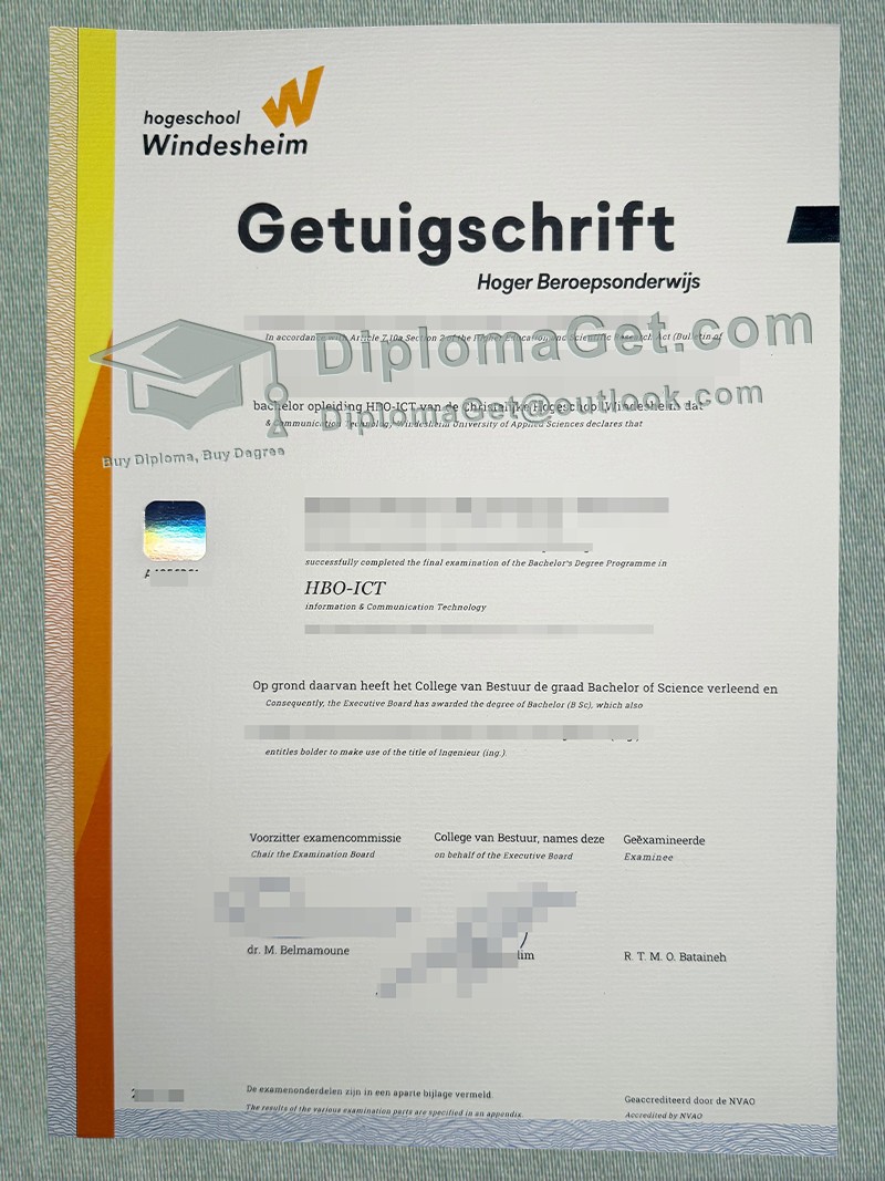 温德斯海姆应用科学大学毕业文凭, Hogeschool Windesheim Diploma 温德斯海姆应用科学大学毕业文凭, Hogeschool Windesheim Diploma