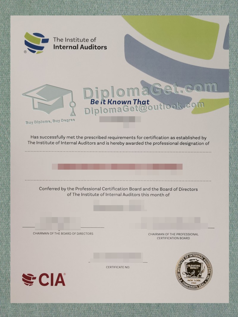 内部审计师协会证书, Institute of Internal Auditors Certificate 内部审计师协会证书, Institute of Internal Auditors Certificate