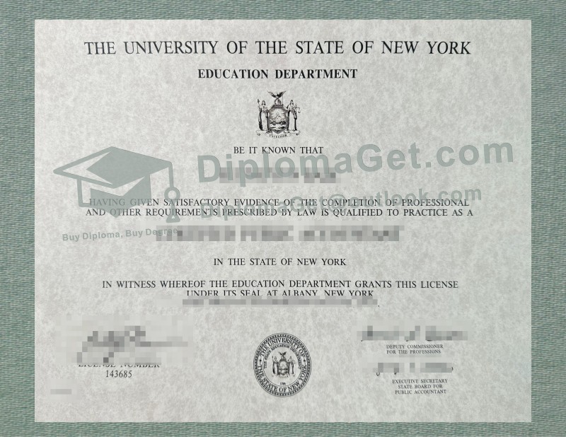 纽约州注册会计师证书, New York CPA Certificate 纽约州注册会计师证书, New York CPA Certificate
