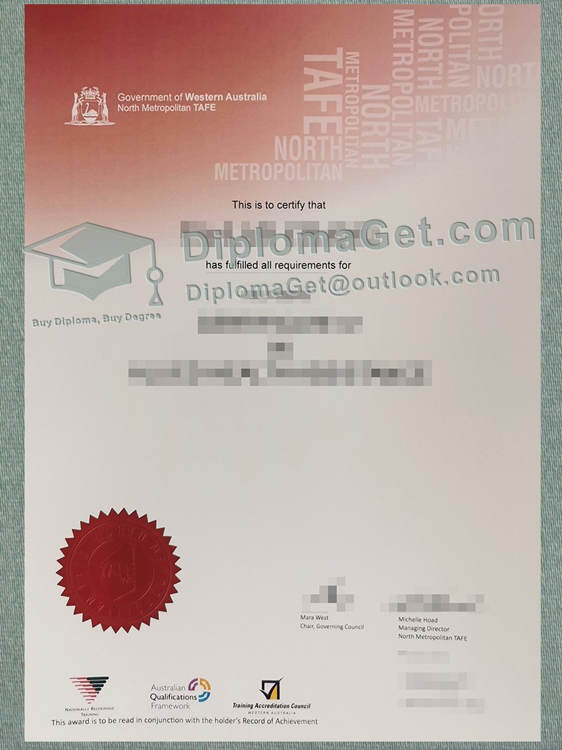 北大都会TAFE证书, North Metropolitan TAFE Certificate 北大都会TAFE证书, North Metropolitan TAFE Certificate