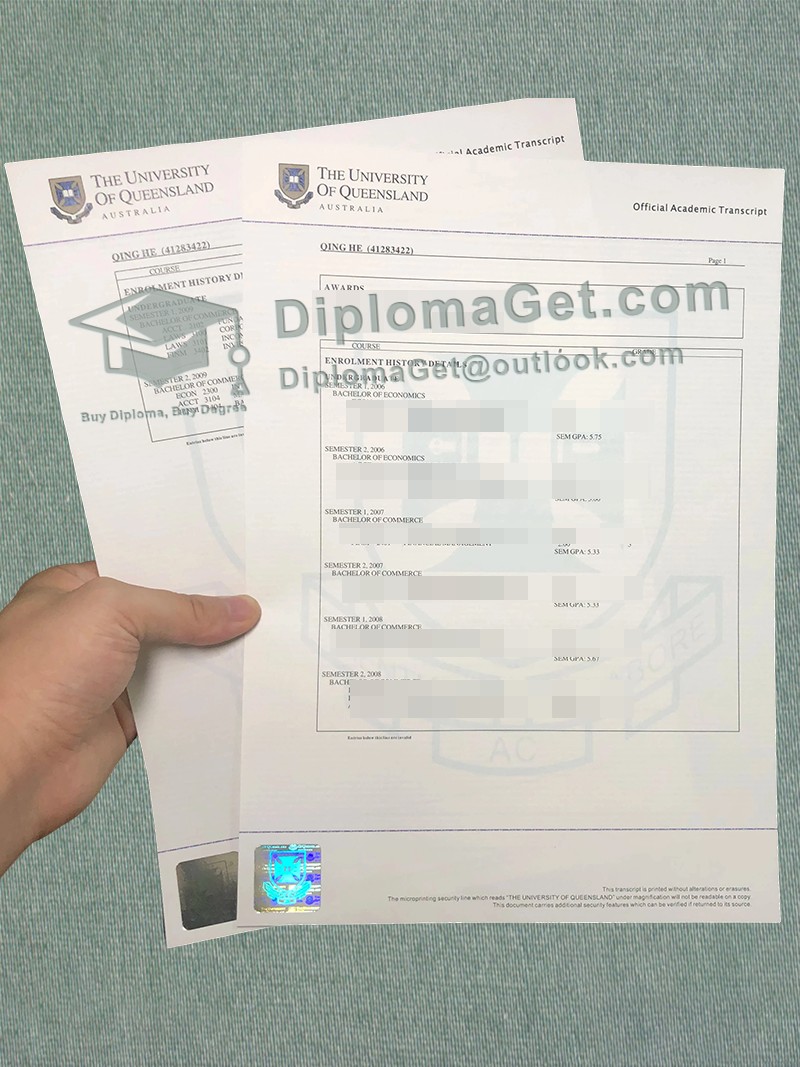 昆士兰大学成绩单, The University of Queensland Transcript 昆士兰大学成绩单, The University of Queensland Transcript