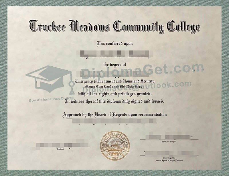 特拉基梅多斯社区学院文凭, Truckee Meadows Community College Diploma 特拉基梅多斯社区学院文凭, Truckee Meadows Community College Diploma