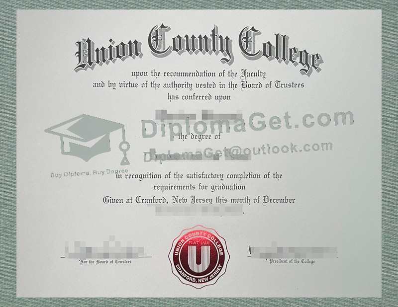 联合县学院文凭, Union County College Diploma 联合县学院文凭, Union County College Diploma